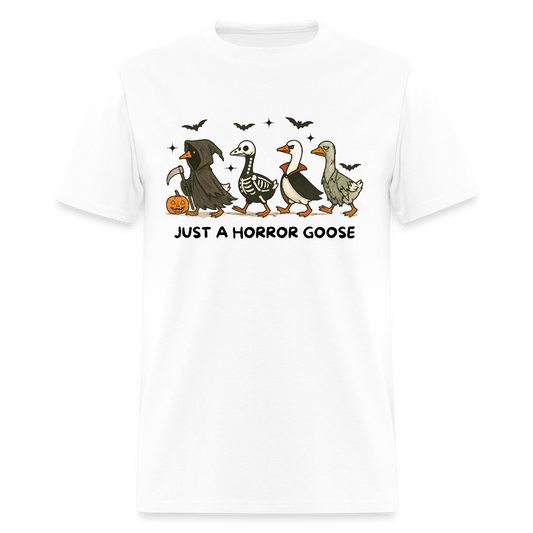 Just A Horror Goose Funny Halloween T-Shirt - white