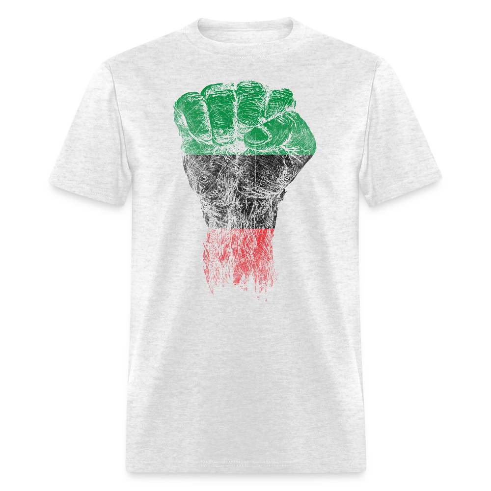 Black Power Raised Fist Pan African Pride T-Shirt - light heather gray