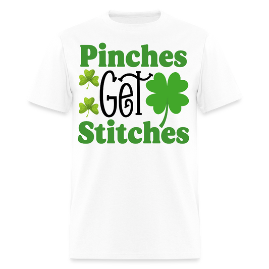 Pinches Get Stitches Irish Lucky Clover T-shirt - white