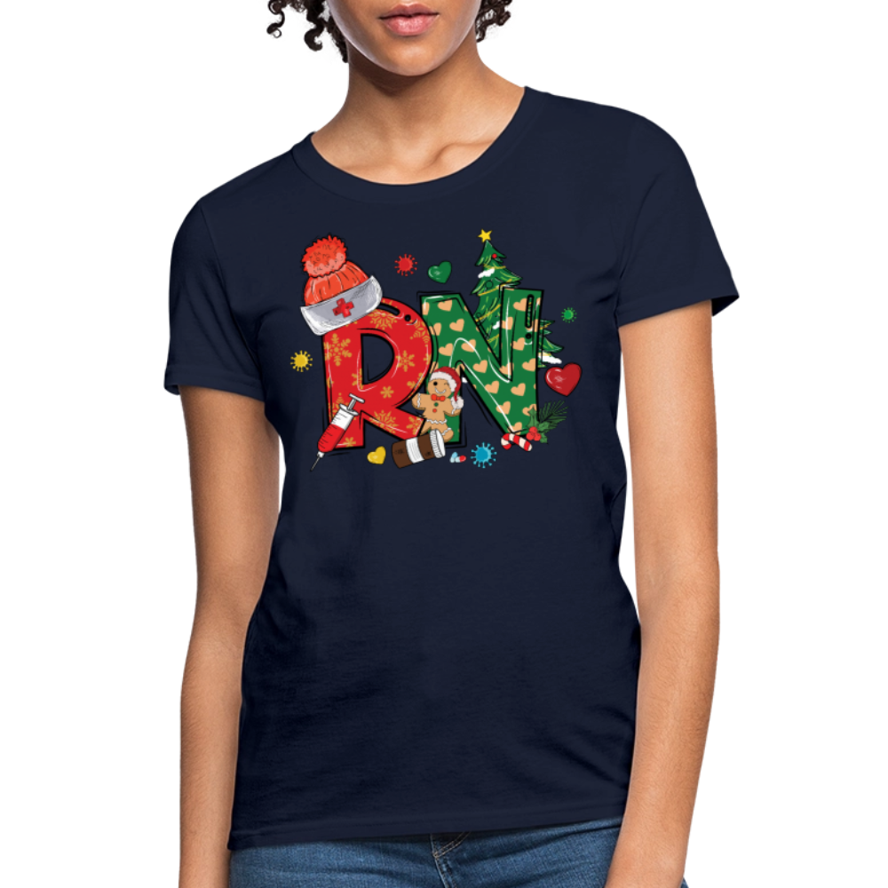 RN Christmas Gift For Nurses T-Shirt - navy