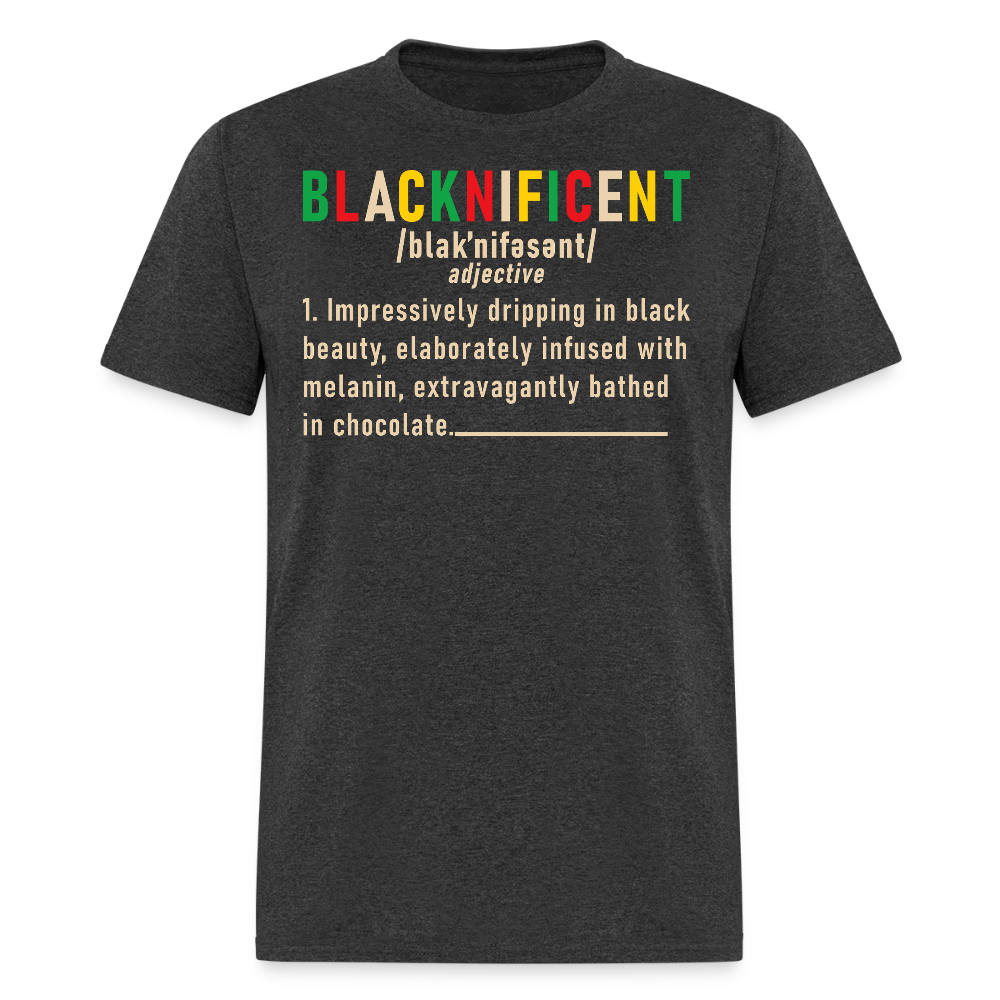 Blacknificent Definition Afrocentric Empowerment T-shirt - heather black