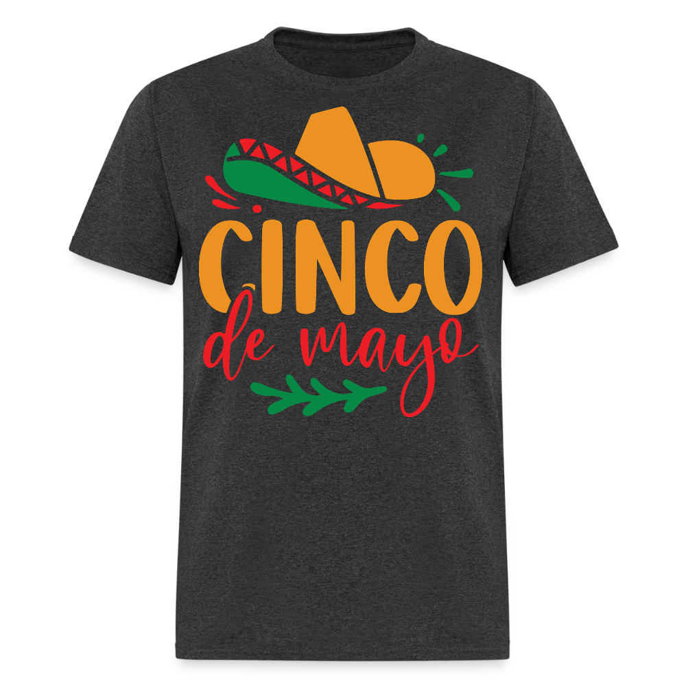 Colorful Cinco De Mayo Sombrero Graphic T-shirt - heather black