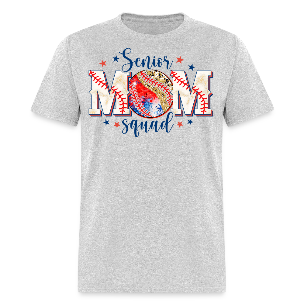 Senior Mom Squad Glitter Baseball T-shirt - heather gray