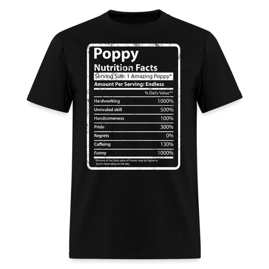 Funny Poppy Nutrition Facts Gifts For Dad T-shirt - black