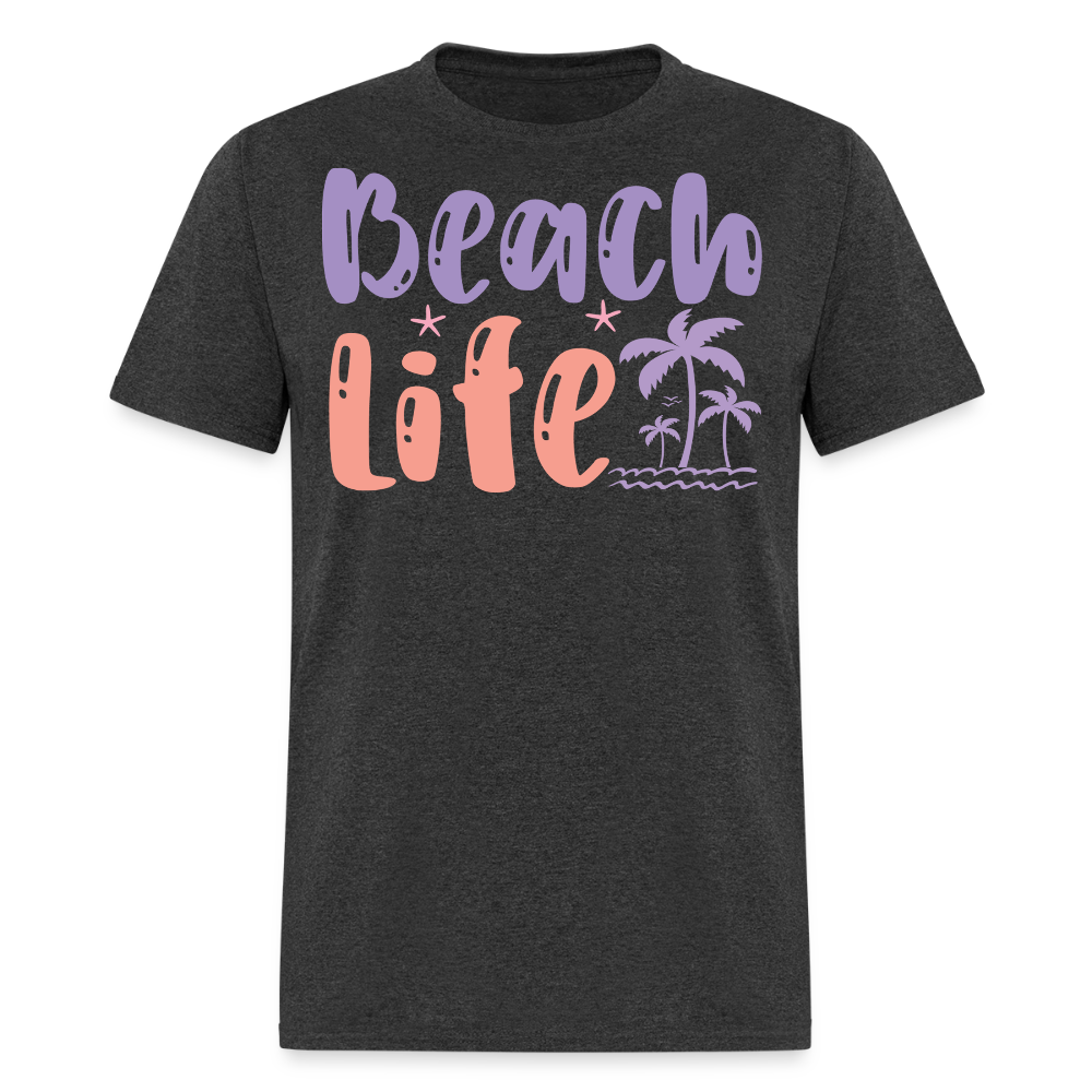 Cute Palm Tree Tropical Beach Lifestyle T-shirt - heather black
