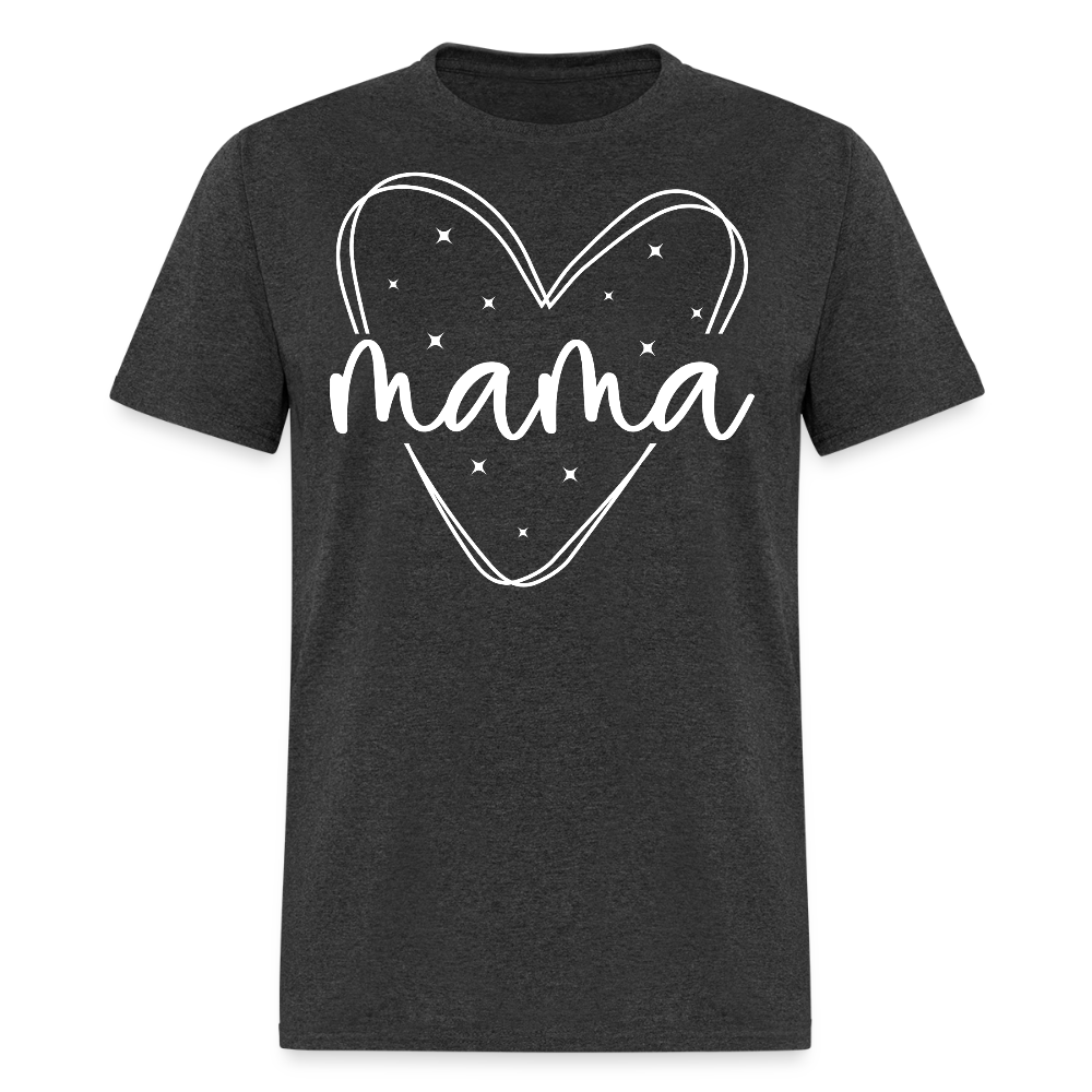 Unique Mama Heart Graphic T-shirt - heather black