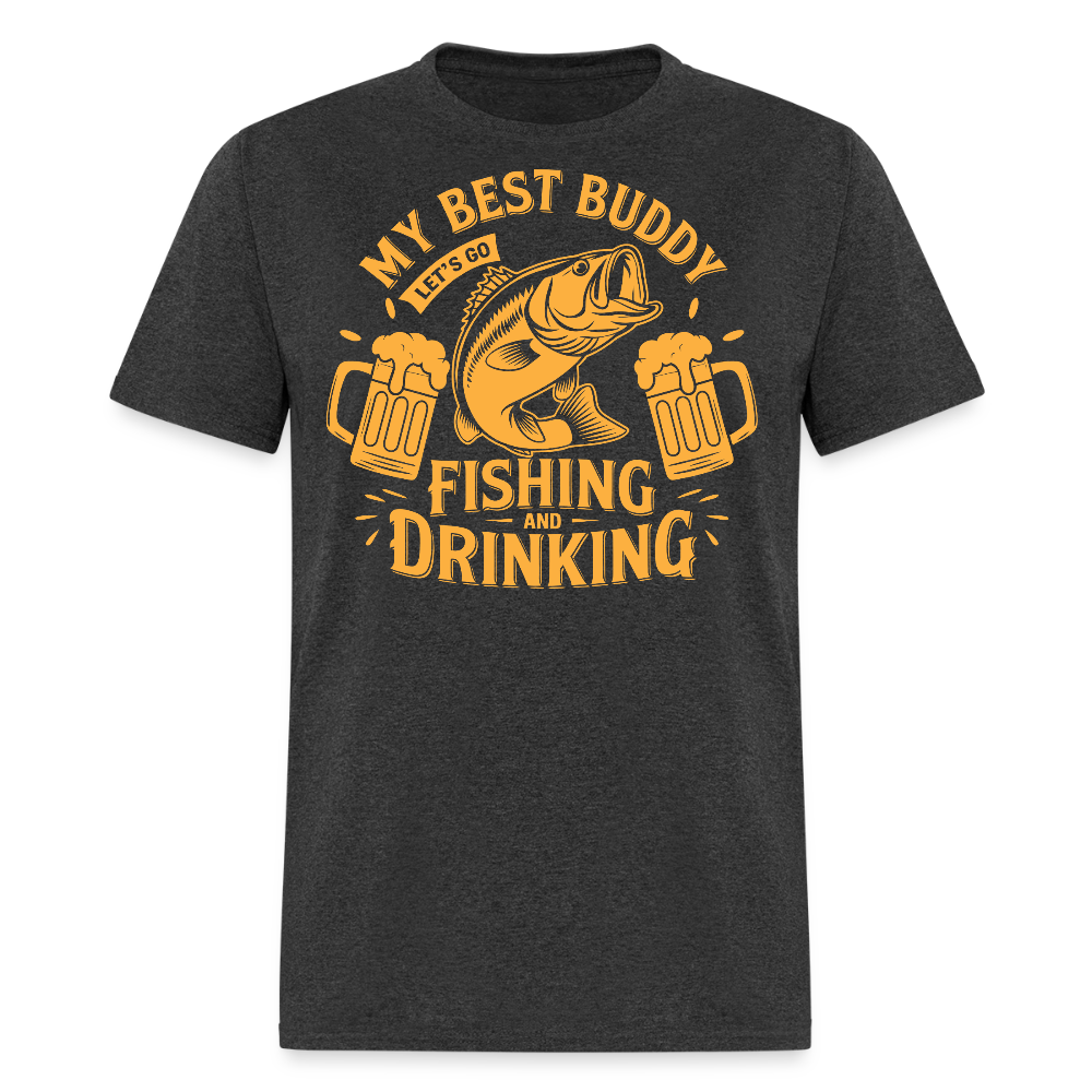 My Best Buddy Fishing And Drinking T-shirt - heather black