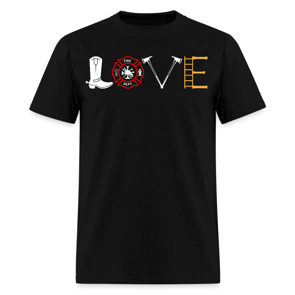 Firefighter Love Tee For Firemen T-Shirt - black