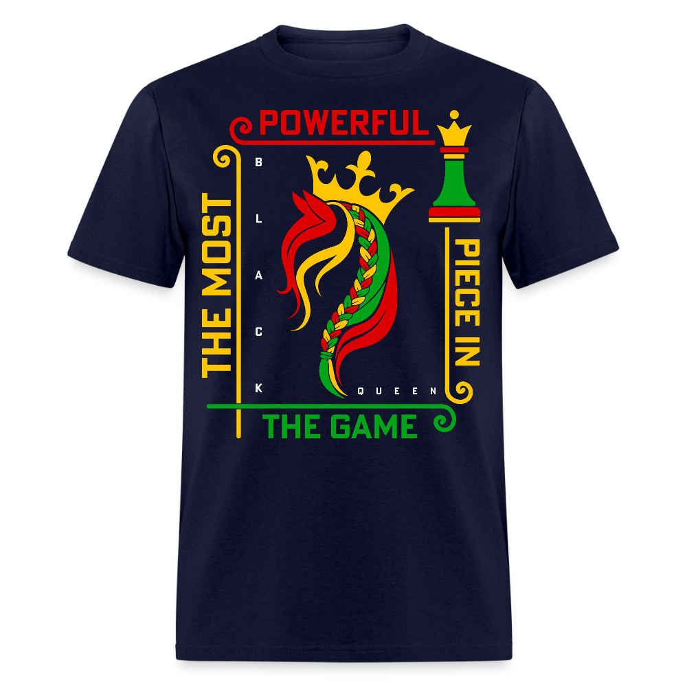 Black Queen Chess Piece Empowering Black Woman T-shirt - navy