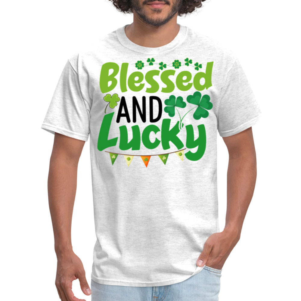 Blessed And Lucky Irish Festival T-shirt - light heather gray