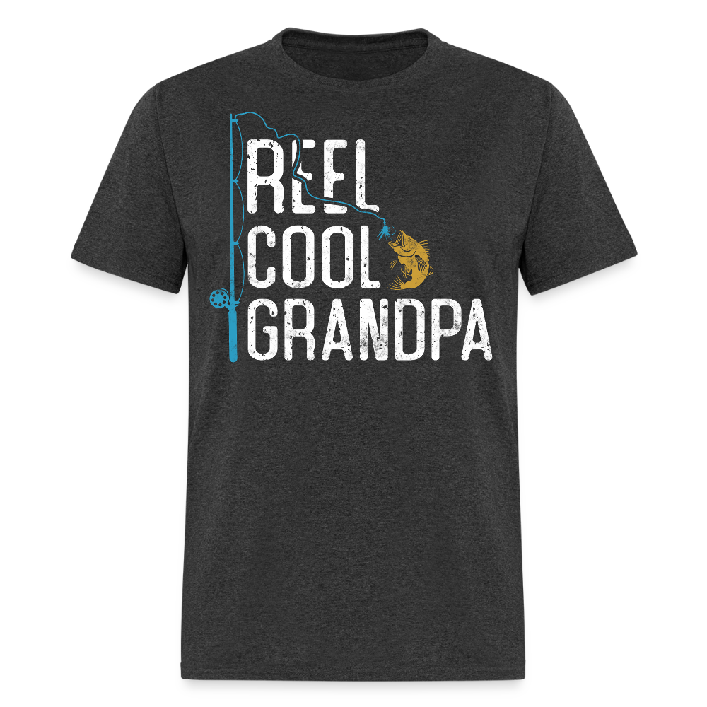Reel Cool Grandpa Tee Grandpa Birthday Fishing T-shirt - heather black
