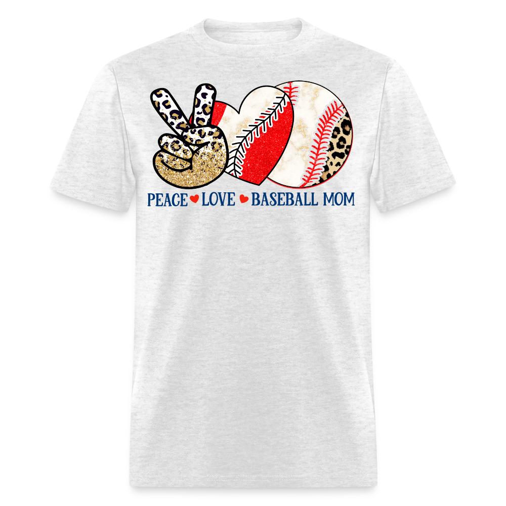 Baseball Mom Graphic Tee With Leopard Print T-shirt - light heather gray