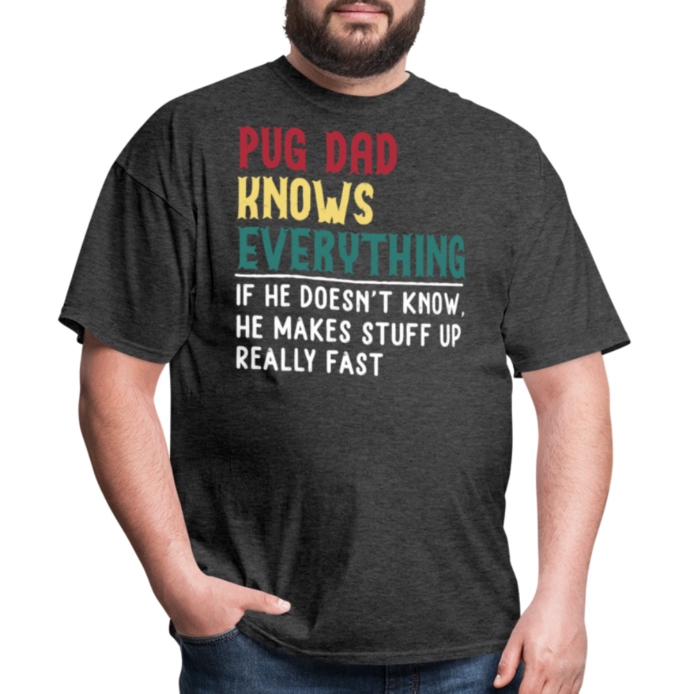 Funny Gifts For Pug Lovers Who Are Dads T-shirt - heather black