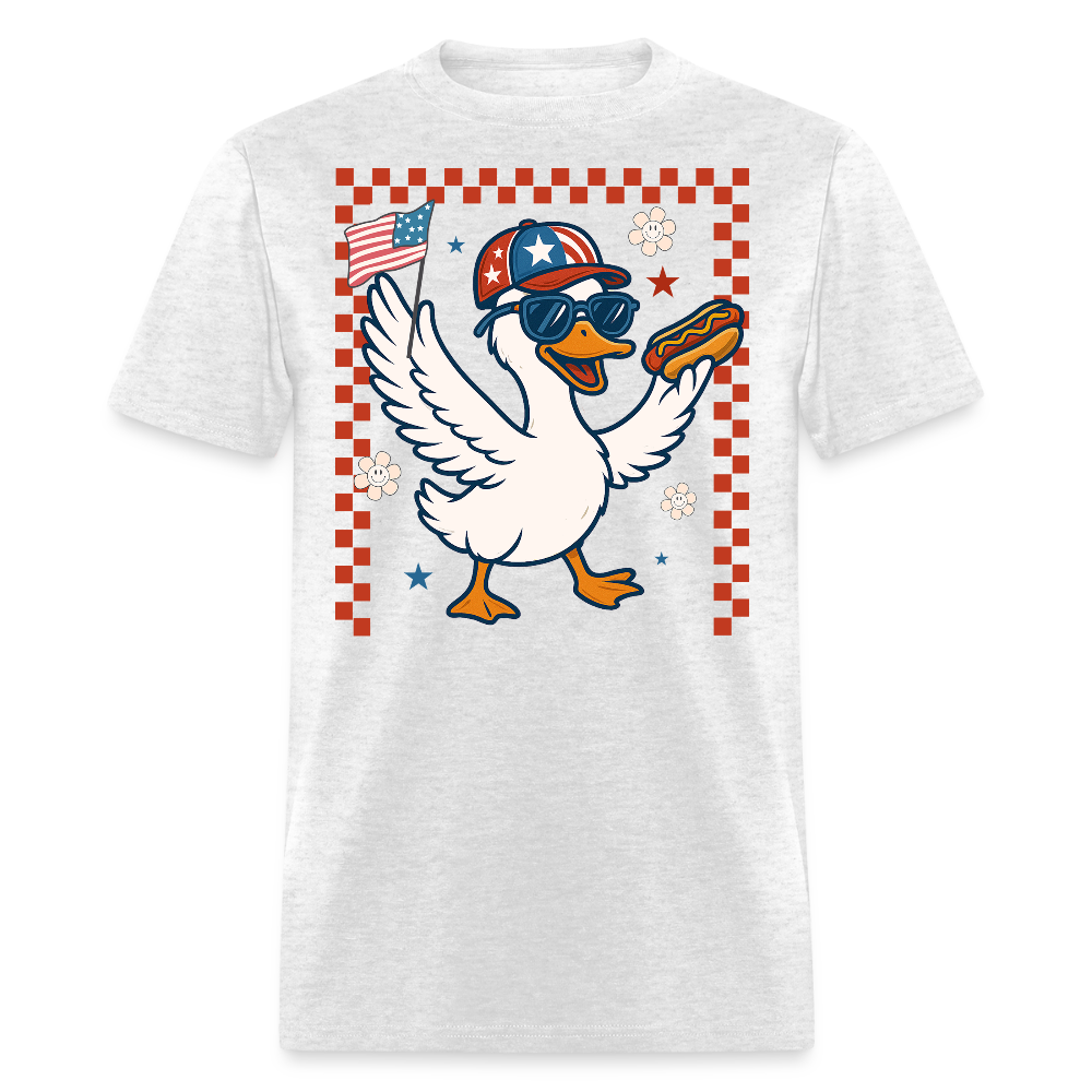 Cute Duck With Hot Dog T-Shirt - light heather gray