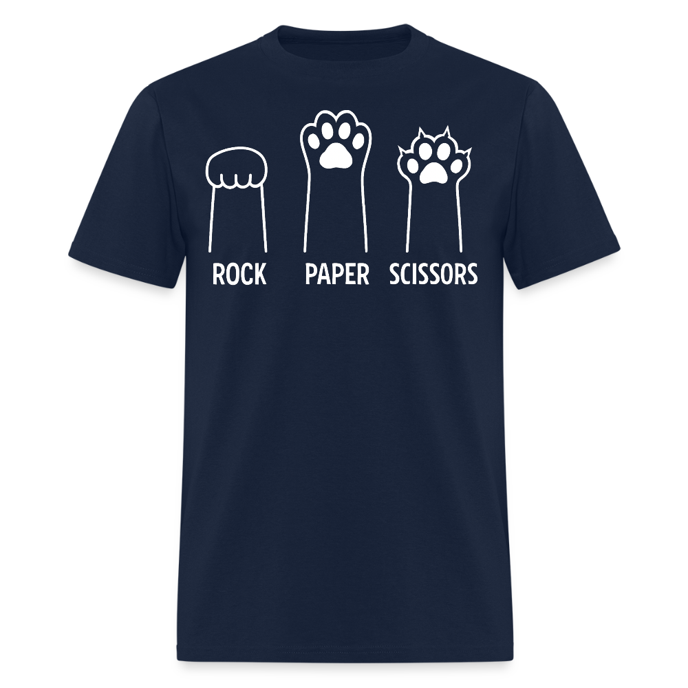 Rock Paper Scissors Cat Pet Lover T-Shirt - navy