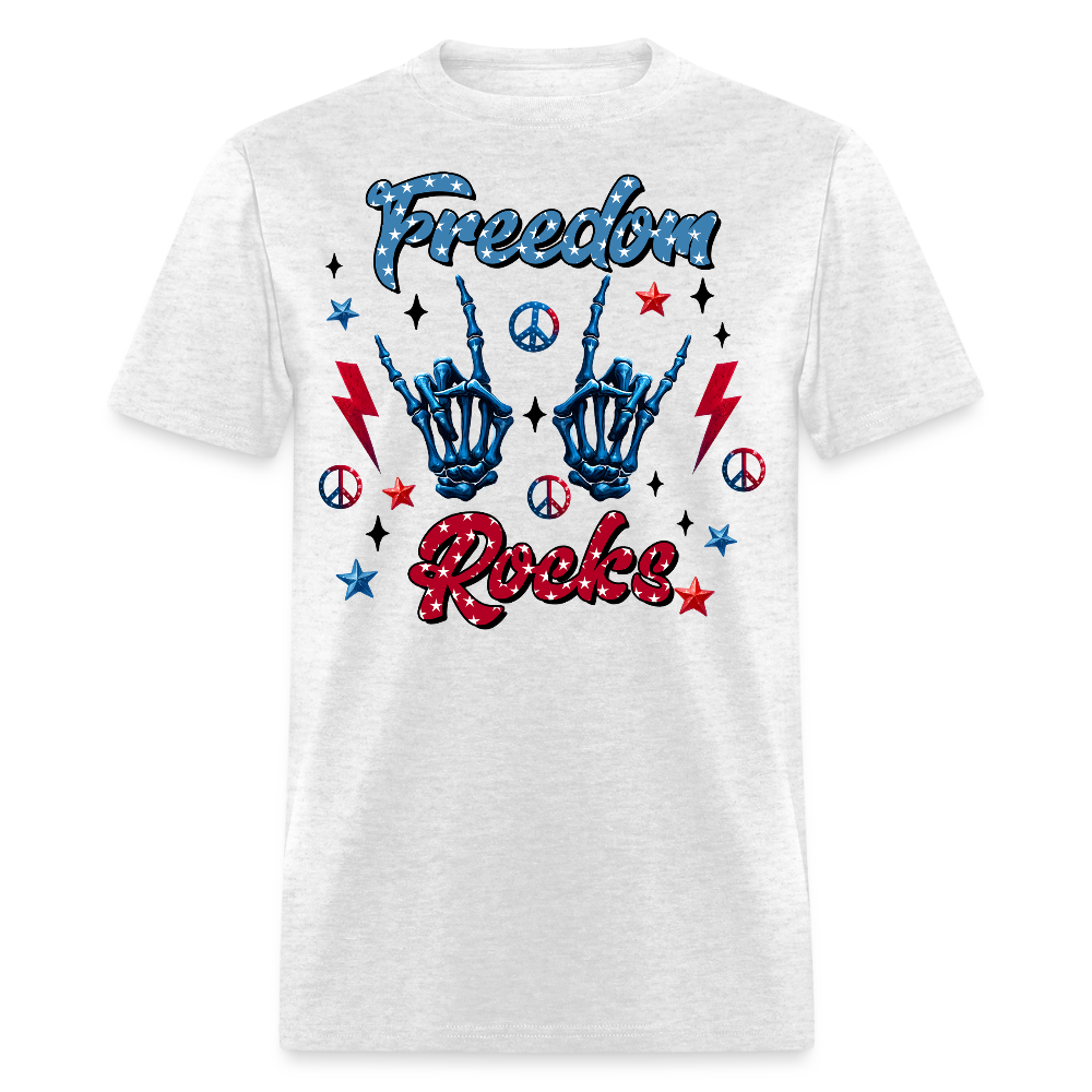 Freedom Rocks Patriotic Rock And Roll T-Shirt - light heather gray