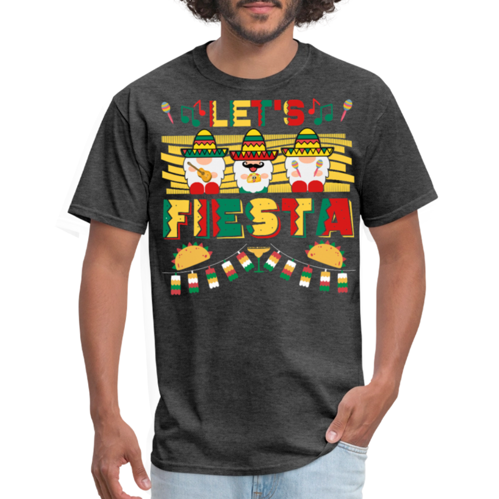 Cute Gnome Mexican Festival Tee Let’s Fiesta Mexican Party T-shirt - heather black