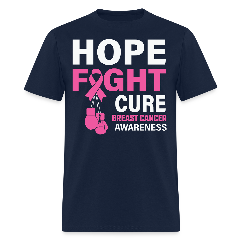 Hope Fight Cure Breast Cancer Awareness T-Shirt - navy