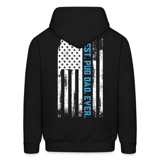 Distressed American Flag Pug Dad Hoodie - black