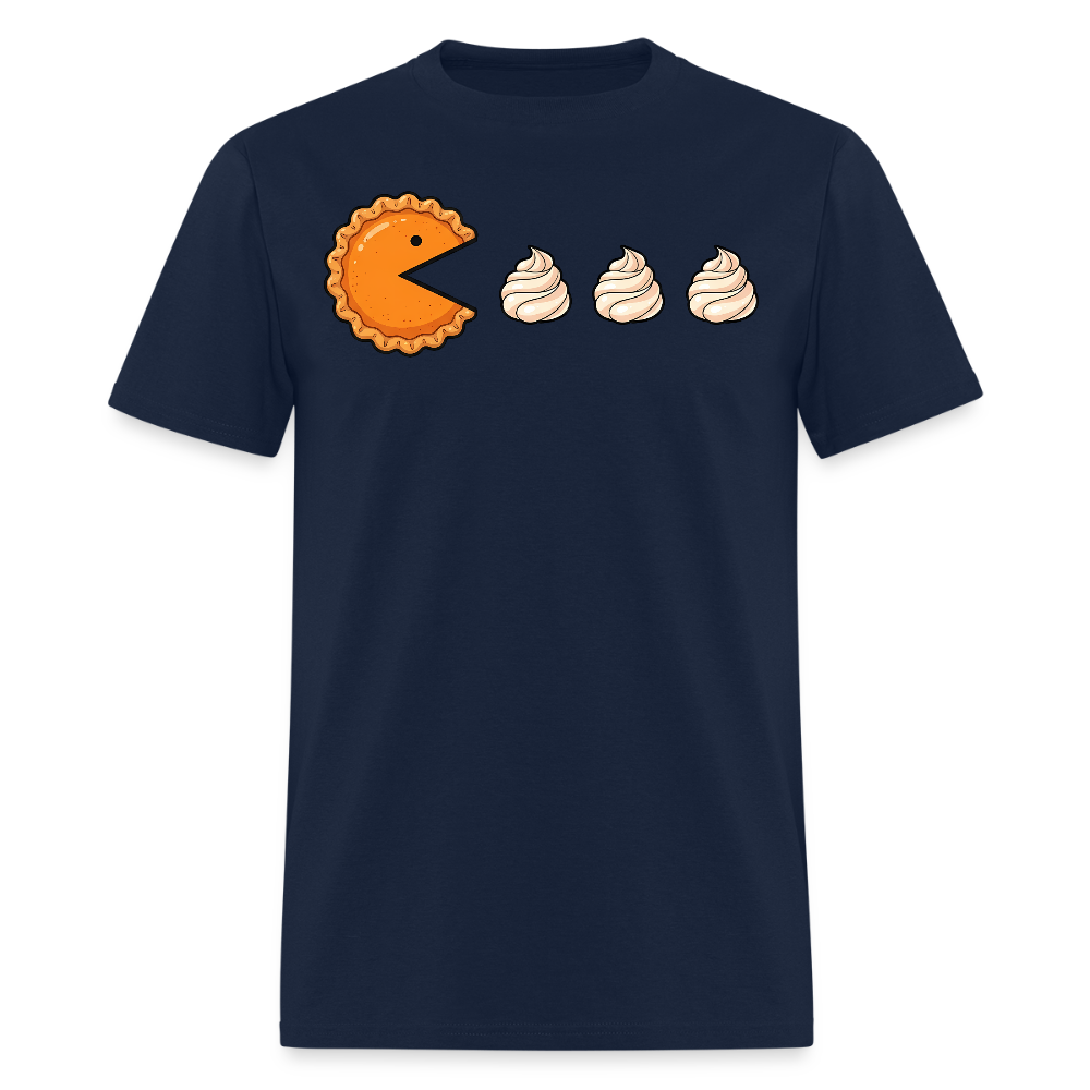 Retro Gamer Pumpkin Pie and Whipped Cream T-Shirt - navy
