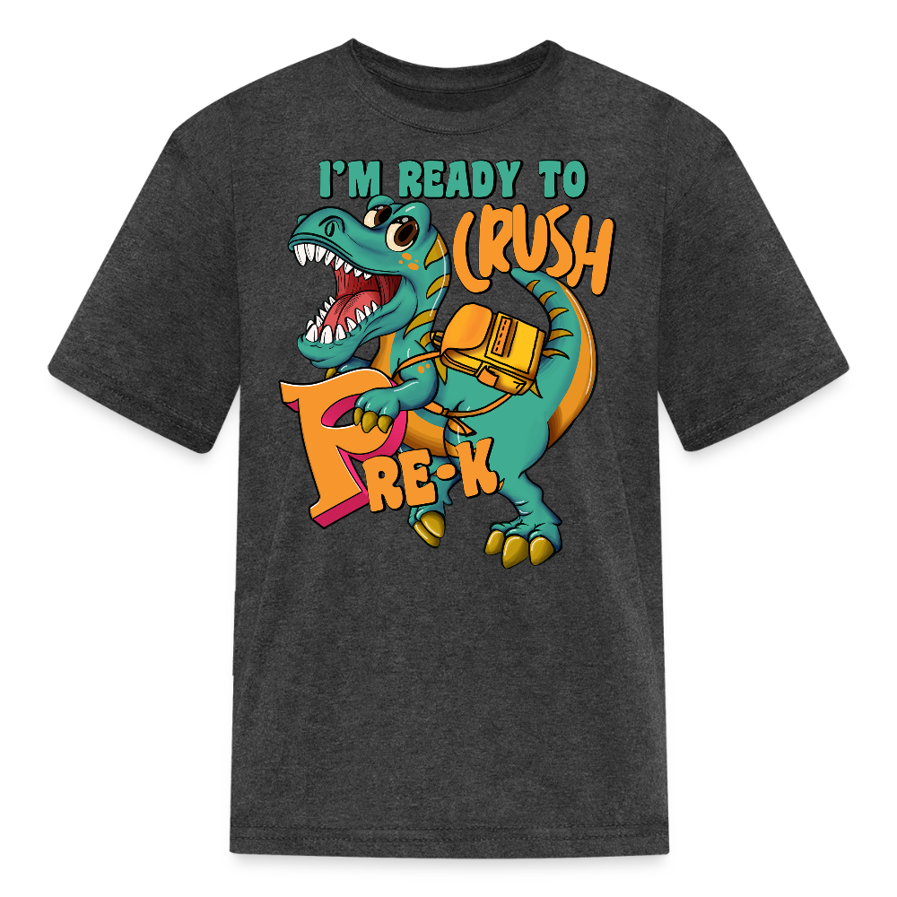 Ready To Crush Pre-K Dinosaur T-Shirt - heather black