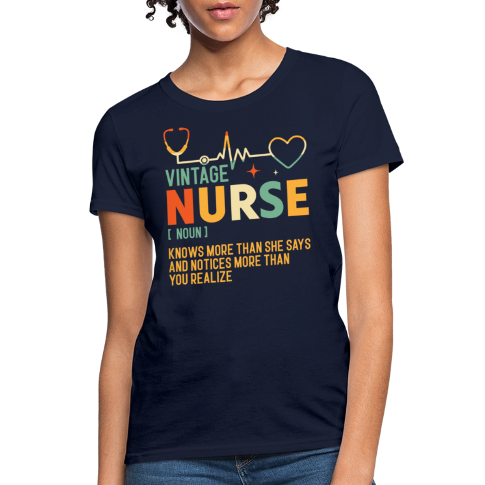 Vintage Nurse Definition Tee Funny Retro Nursing Quote T-Shirt - navy