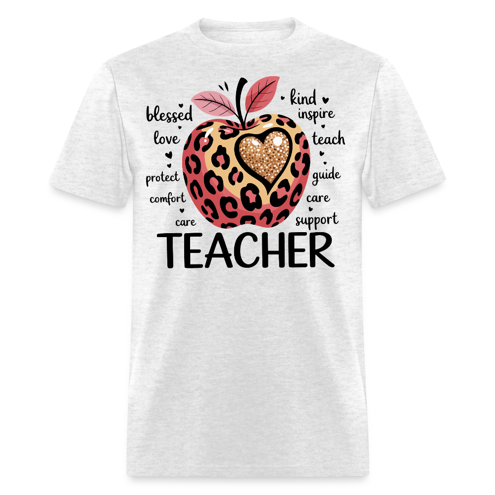 Leopard Print Teacher Appreciation T-Shirt - light heather gray