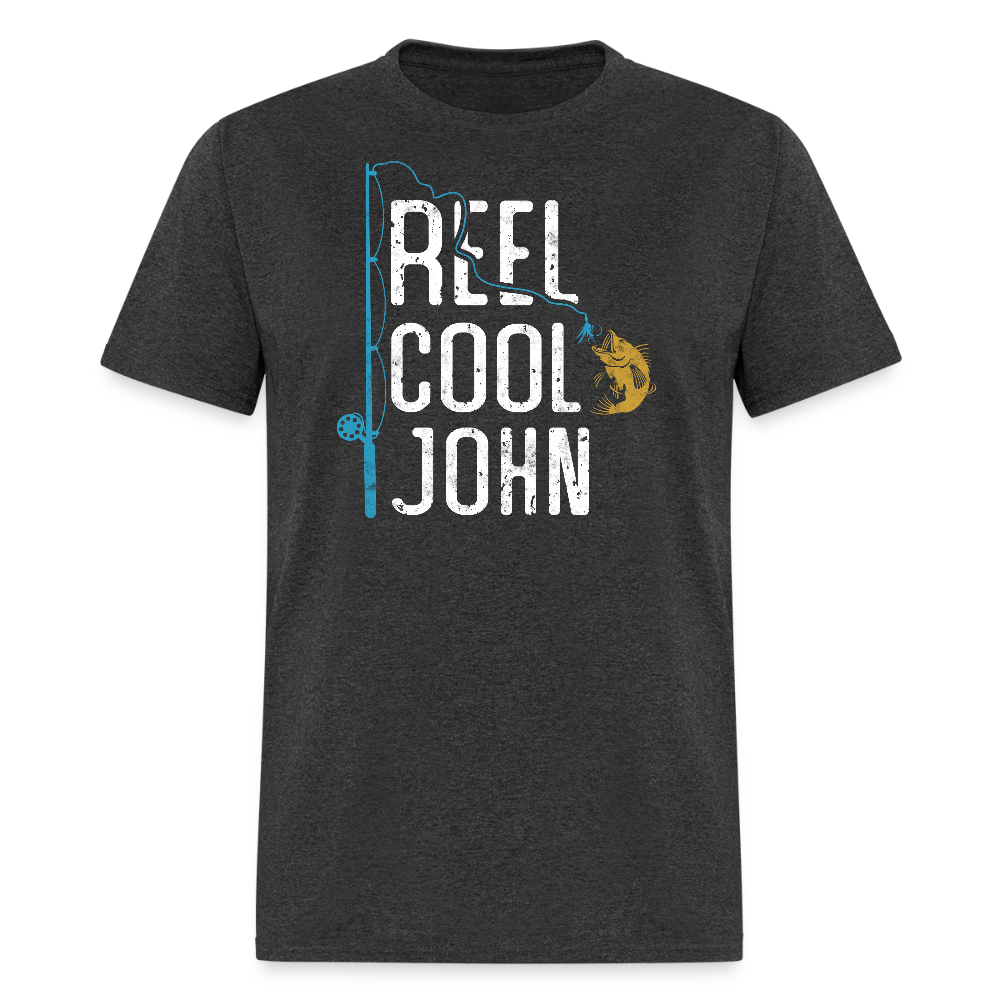 Reel Cool John Personalized Fishing Gift T-shirt - heather black