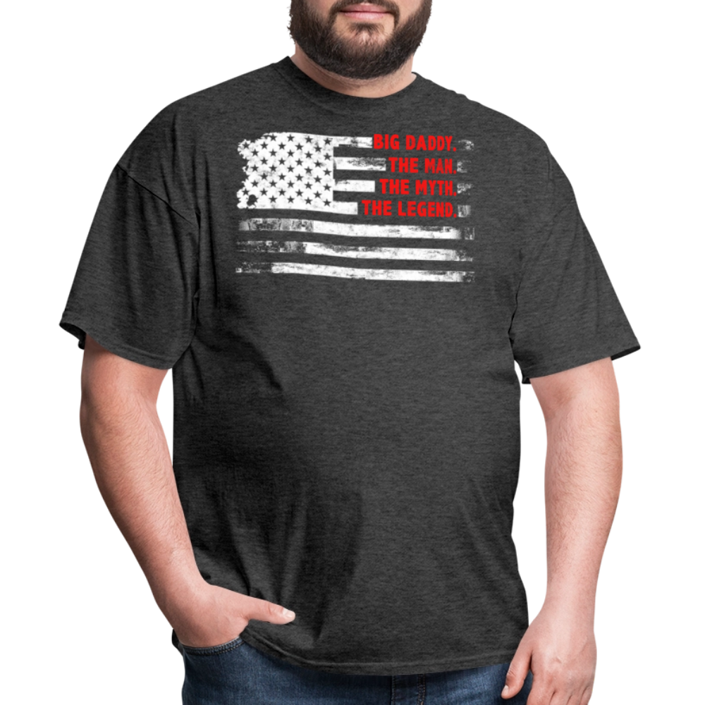 Distressed American Flag Big Daddy Legend T-shirt - heather black