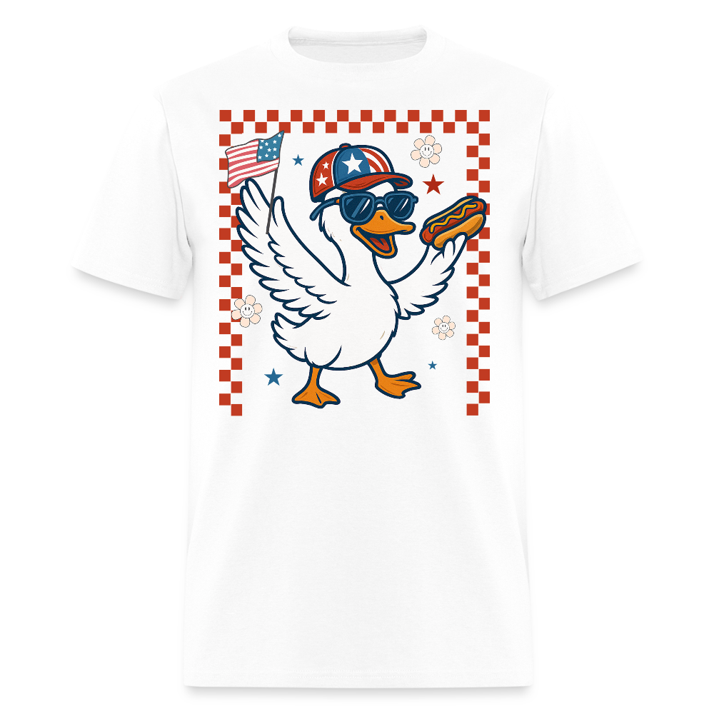 Cute Duck With Hot Dog T-Shirt - white