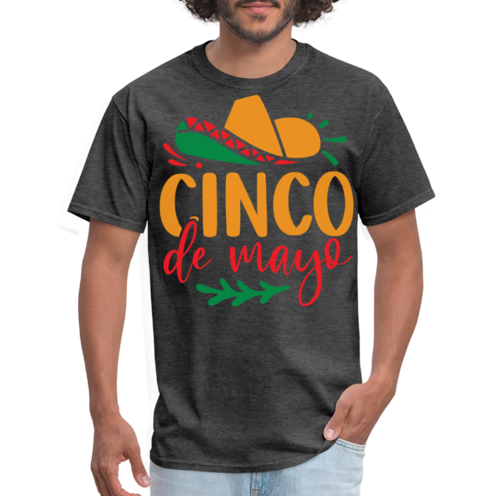 Colorful Cinco De Mayo Sombrero Graphic T-shirt - heather black