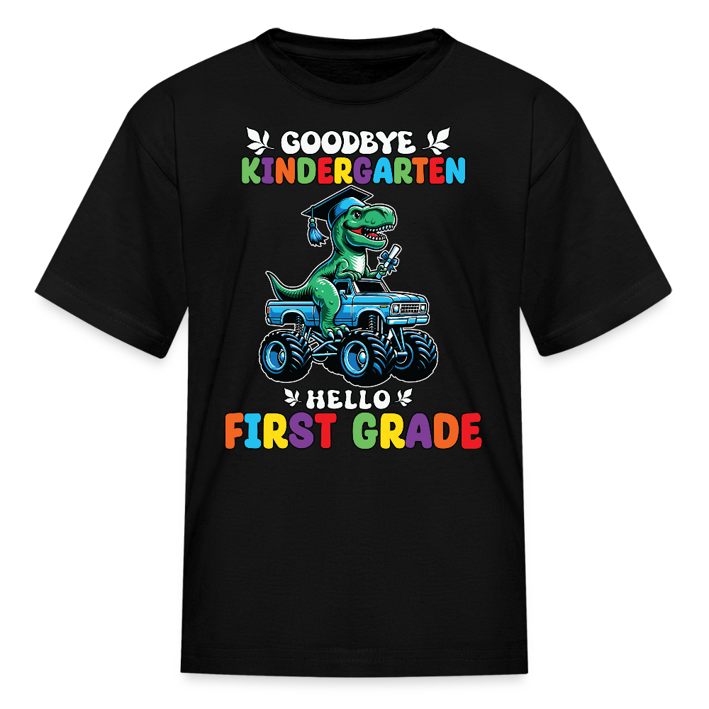 Goodbye Kindergarten Hello First Grade Dinosaur T-Shirt - black