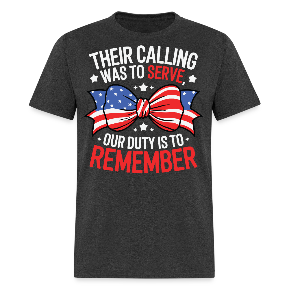 American Flag Bow Design Patriotic Memorial T-shirt - heather black