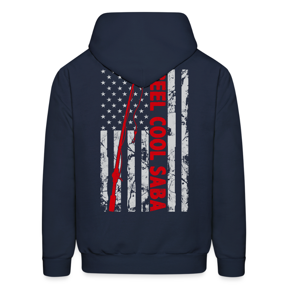 Reel Cool Saba Fishing American Flag Hoodie - navy