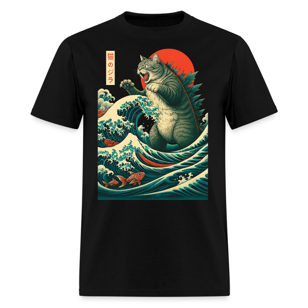Japanese Art Cat Funny Catzilla T-Shirt - black