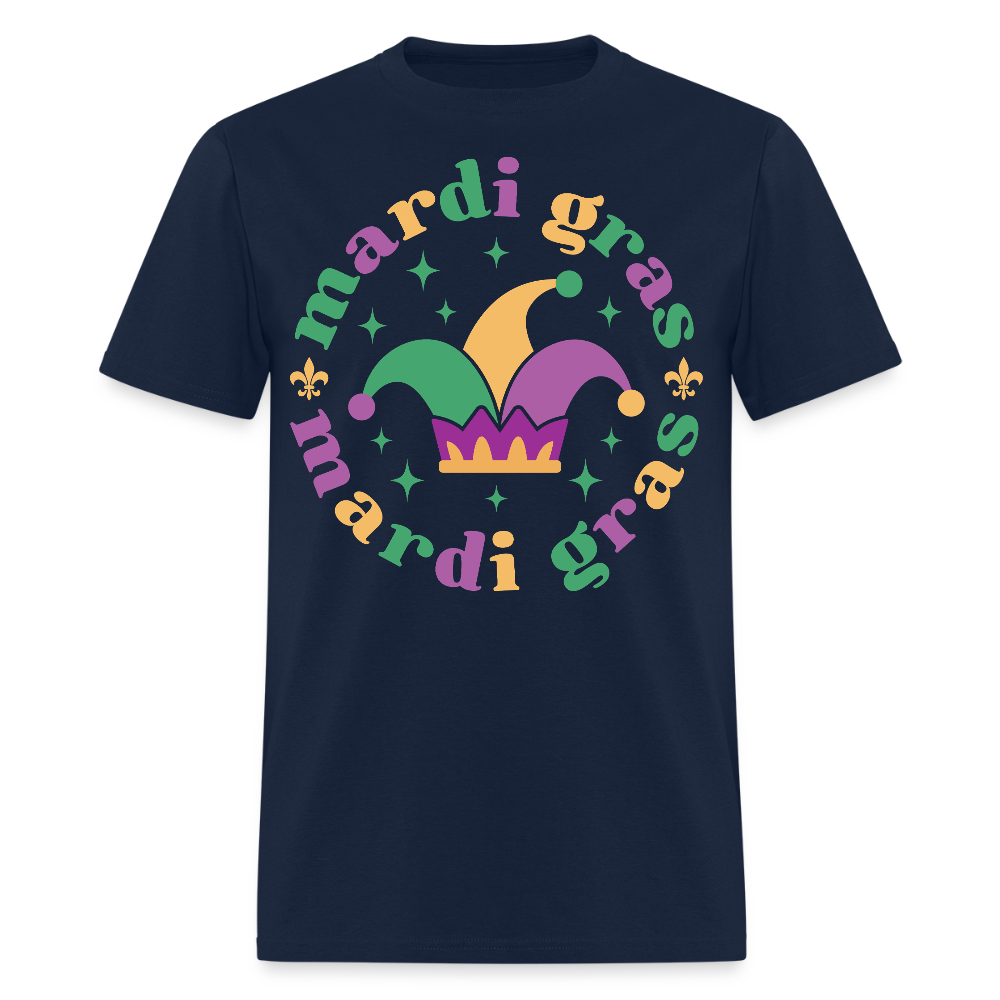 Funny Mardi Gras Jester Hat Unisex T-shirt - navy