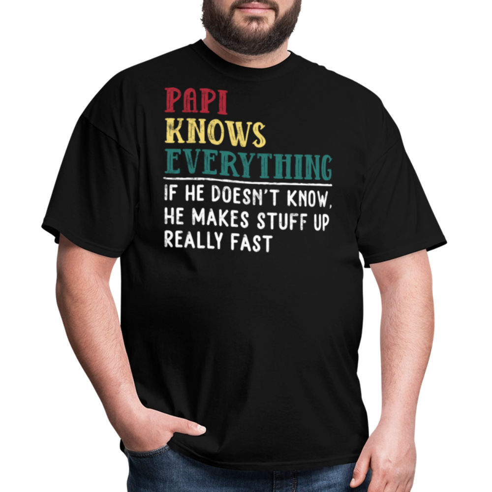 Funny Papi Knows Everything Latino Dad T-shirt - black