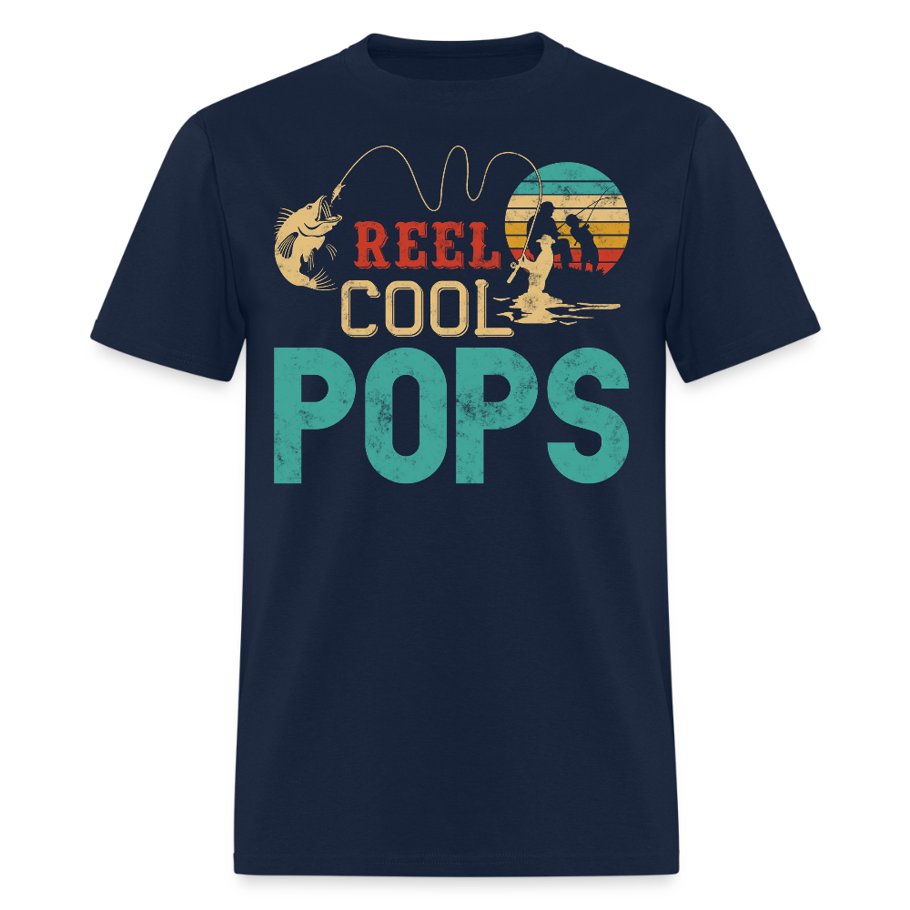 Reel Cool Pops Fishing Father's Day Gift For Fisherman Dad T-shirt - navy