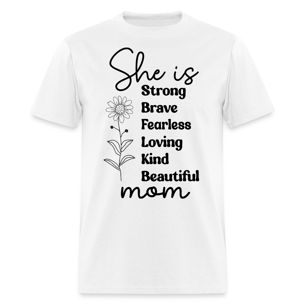 Strong And Beautiful Mom Unique Floral T-shirt - white