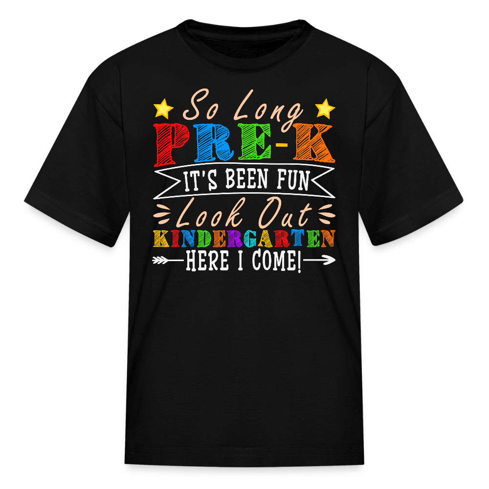 So Long Pre K Hello Kindergarten T-Shirt - black