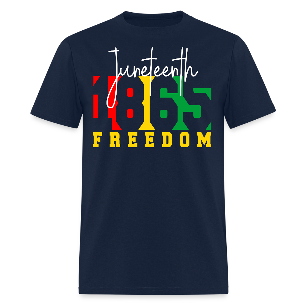 Juneteenth 1865 Freedom Pan African Flag T-Shirt - navy