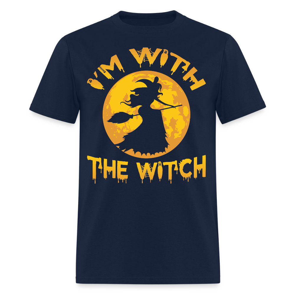 I'm With The Witch Funny Halloween T-Shirt - navy