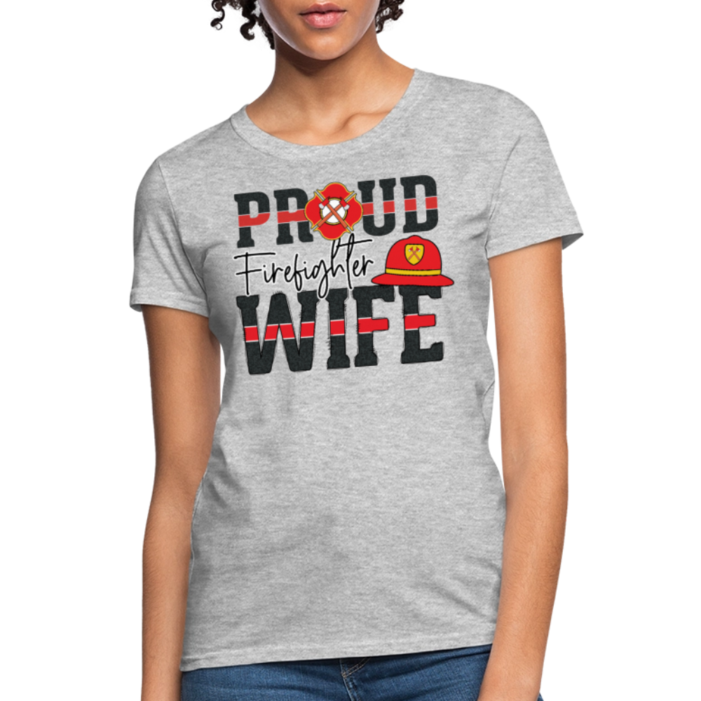 Proud Firefighter Wife Gifts For Women Firefighters T-Shirt - heather gray