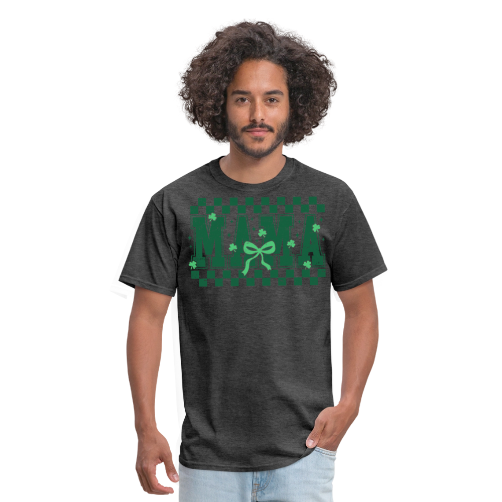 Distressed Lucky Mama Clover St. Patrick's Day Gift Tee - heather black