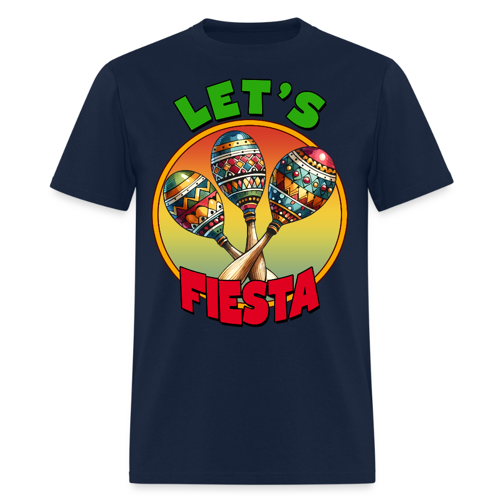 Let’s Fiesta Mexican Party Shirt Colorful Maracas Fiesta T-shirt - navy