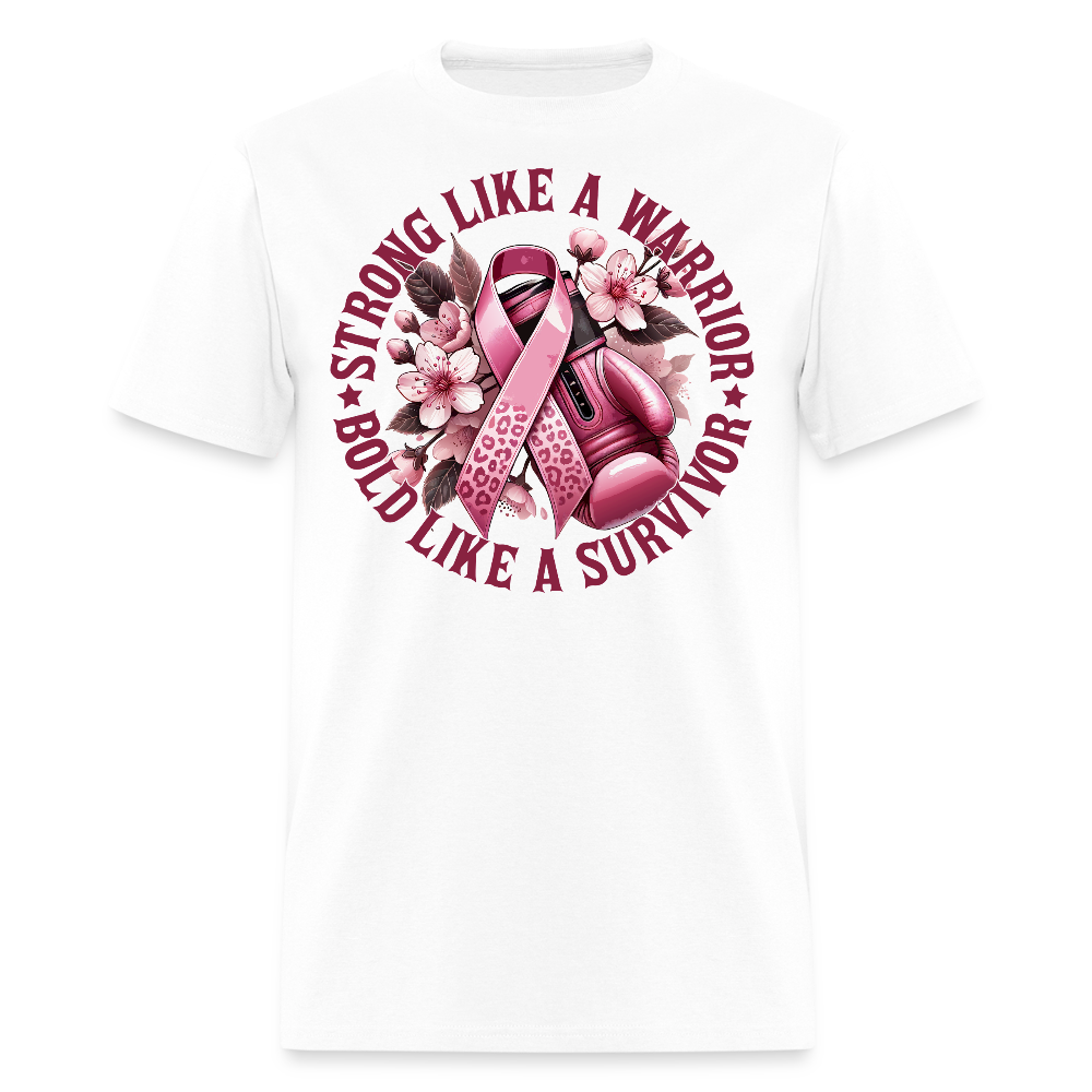Strong Like A Warrior Breast Cancer T-Shirt - white