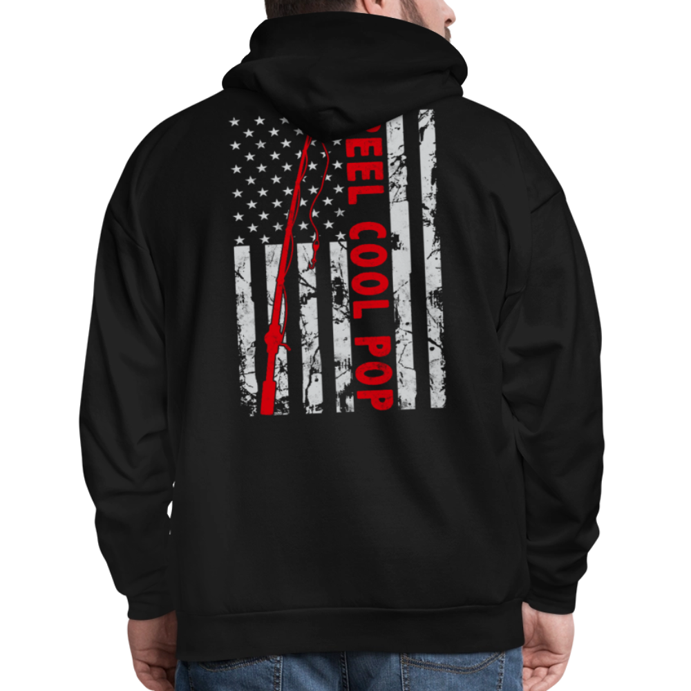 Reel Cool Pop Fishing Rod American Flag Hoodie - black