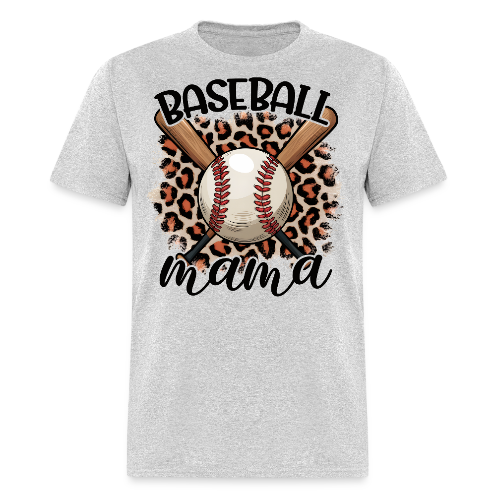 Baseball Mom Leopard Print T-Shirt - heather gray