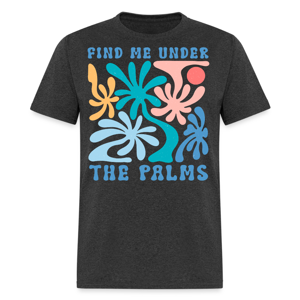 Aesthetic Palm Tree Vacation Tropical Vibe Summer T-shirt - heather black