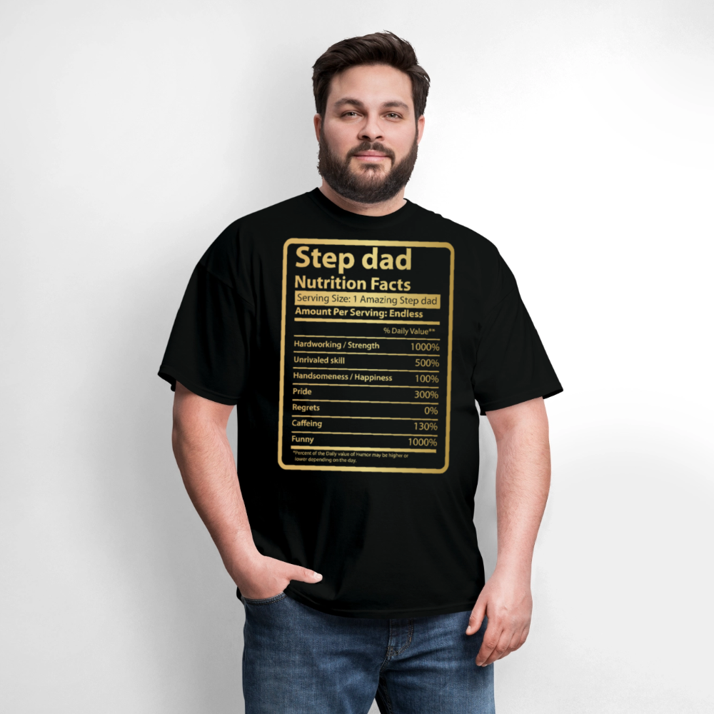 Funny Stepdad Nutrition Facts Father’s Day Gift T-shirt - black